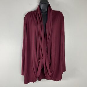 Pure Jill Womens Bordeaux Cardigan Sweater Sz Large Multi-Way Wrap Burgundy